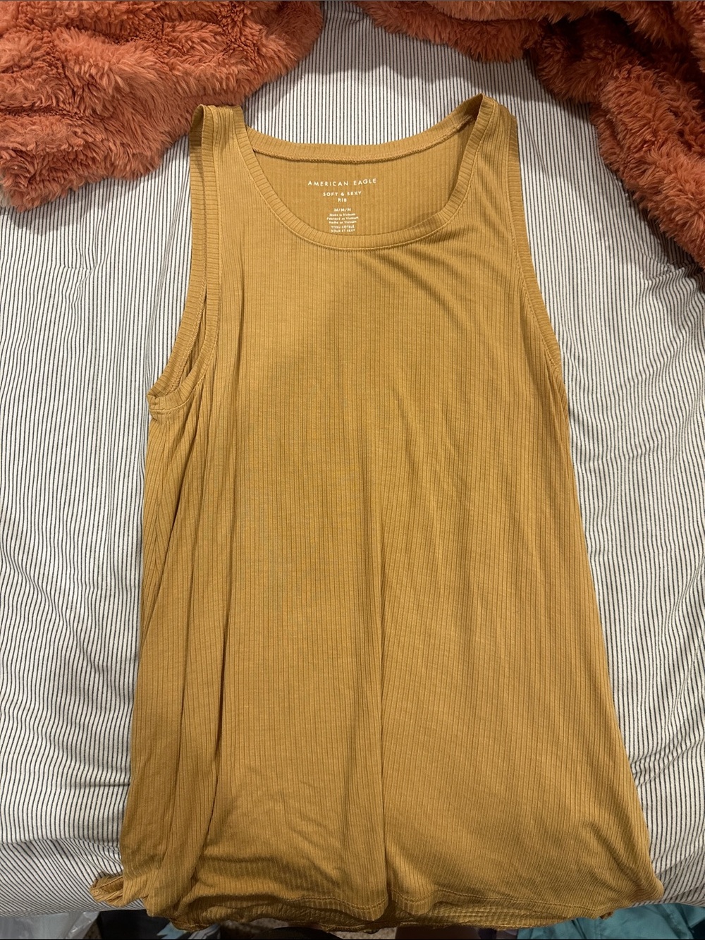 American Eagle Outfitters Ribbed Tank Top in Mustard